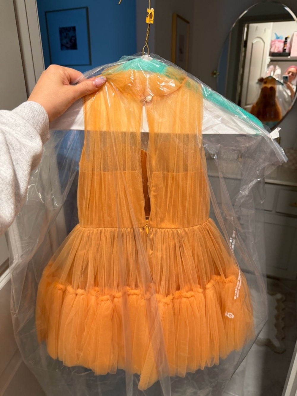 Orange Butterfly Appliqué Tulle Dress - Picture 2 of 3